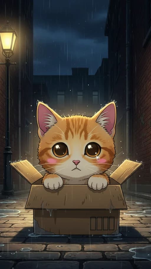雨中相遇的小猫